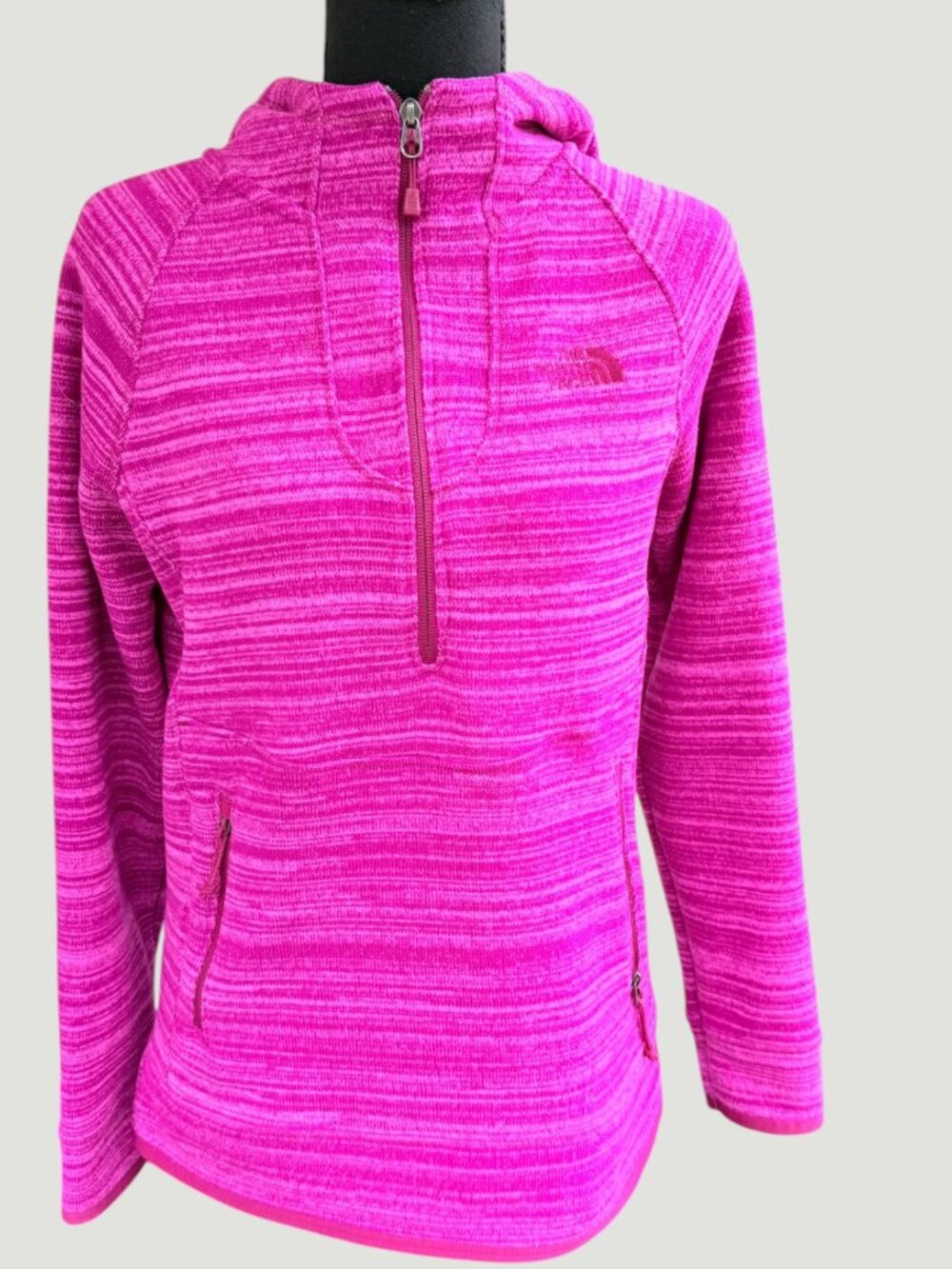 The North Face Womens Small Pink Space Dye Fleece Hoodie 1/4 Zip Pullover